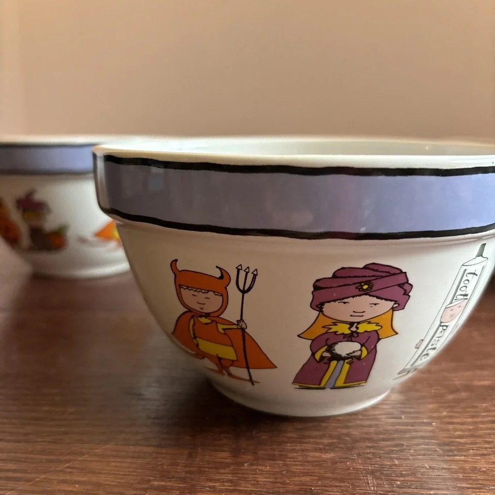 Halloween Cereal Bowls GOBLINS by Ursula Dodge for Signature Set of 3